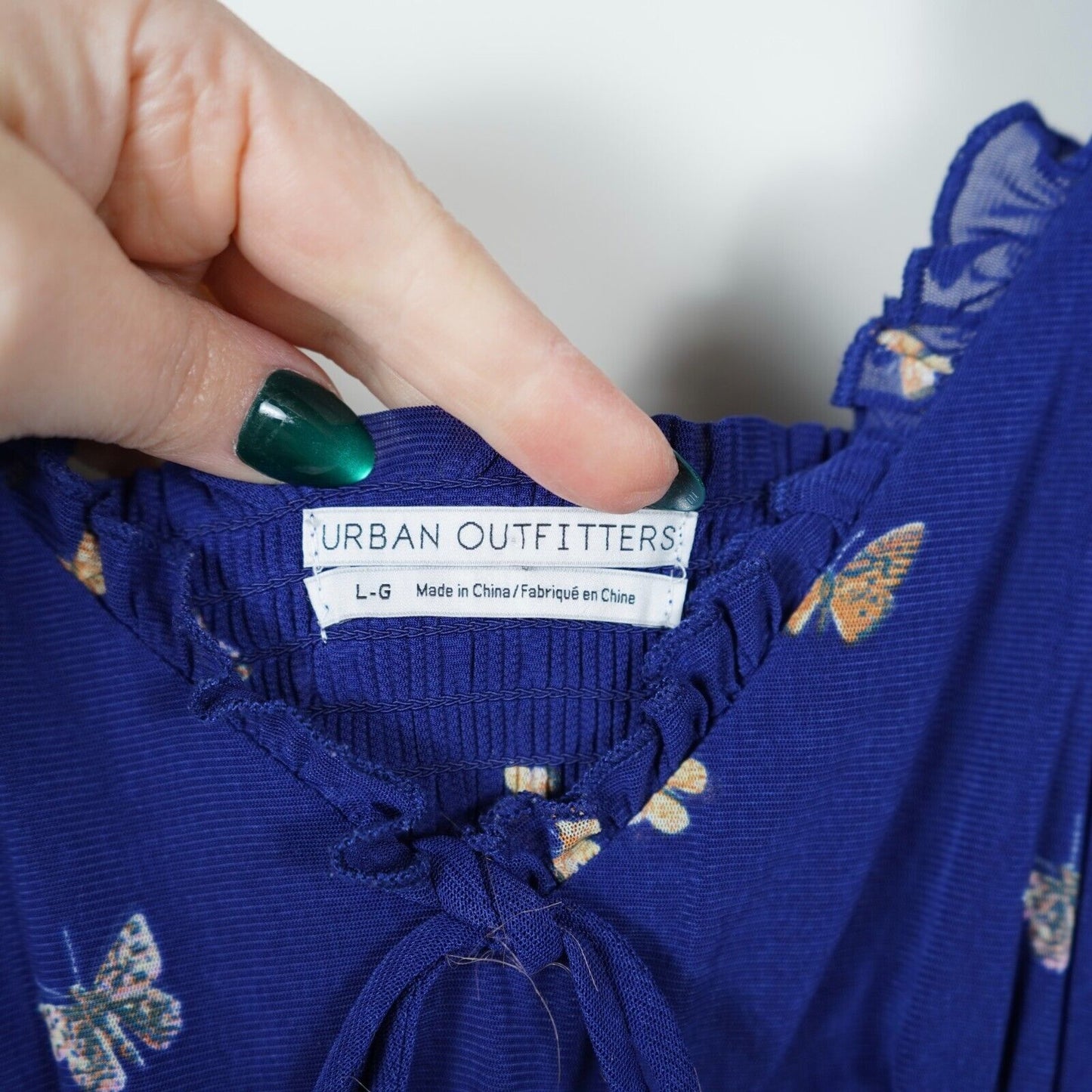Urban Outfitters Dress Womens Large Blue Audrey Mesh Butterfly