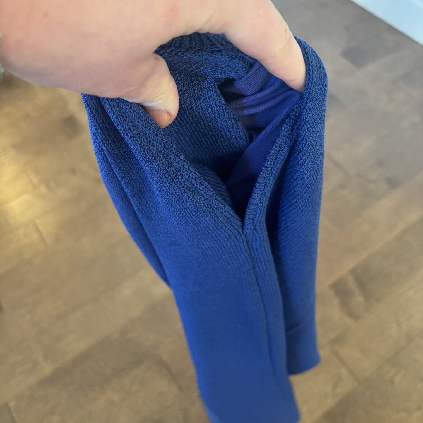 St. John Royal Blue Santana Knit Pull On Stretch Pants Wool Rayon Wide Leg 10