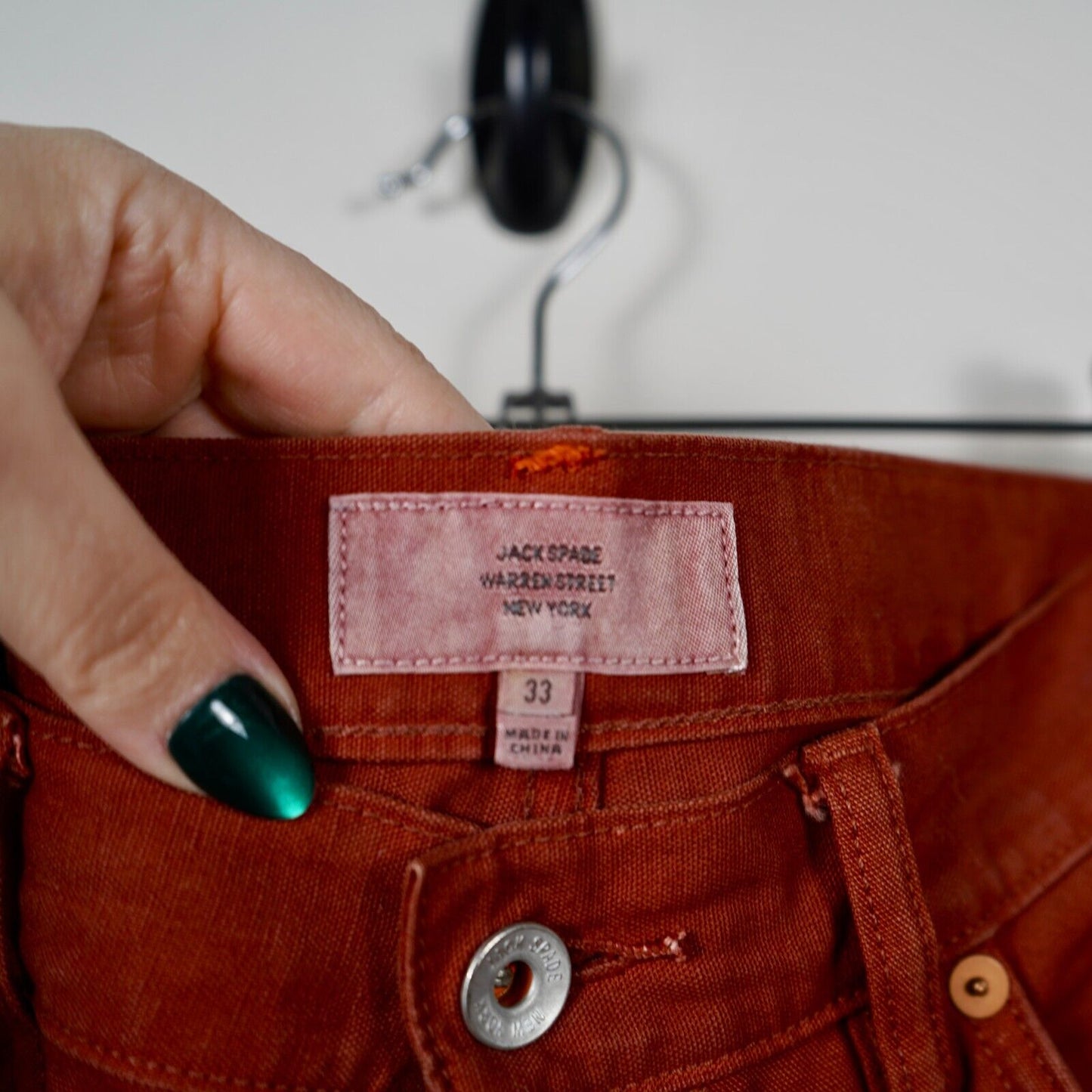 JACK SPADE Canvas Pants Jeans Sz 33 x 32 Cotton Burnt Orange