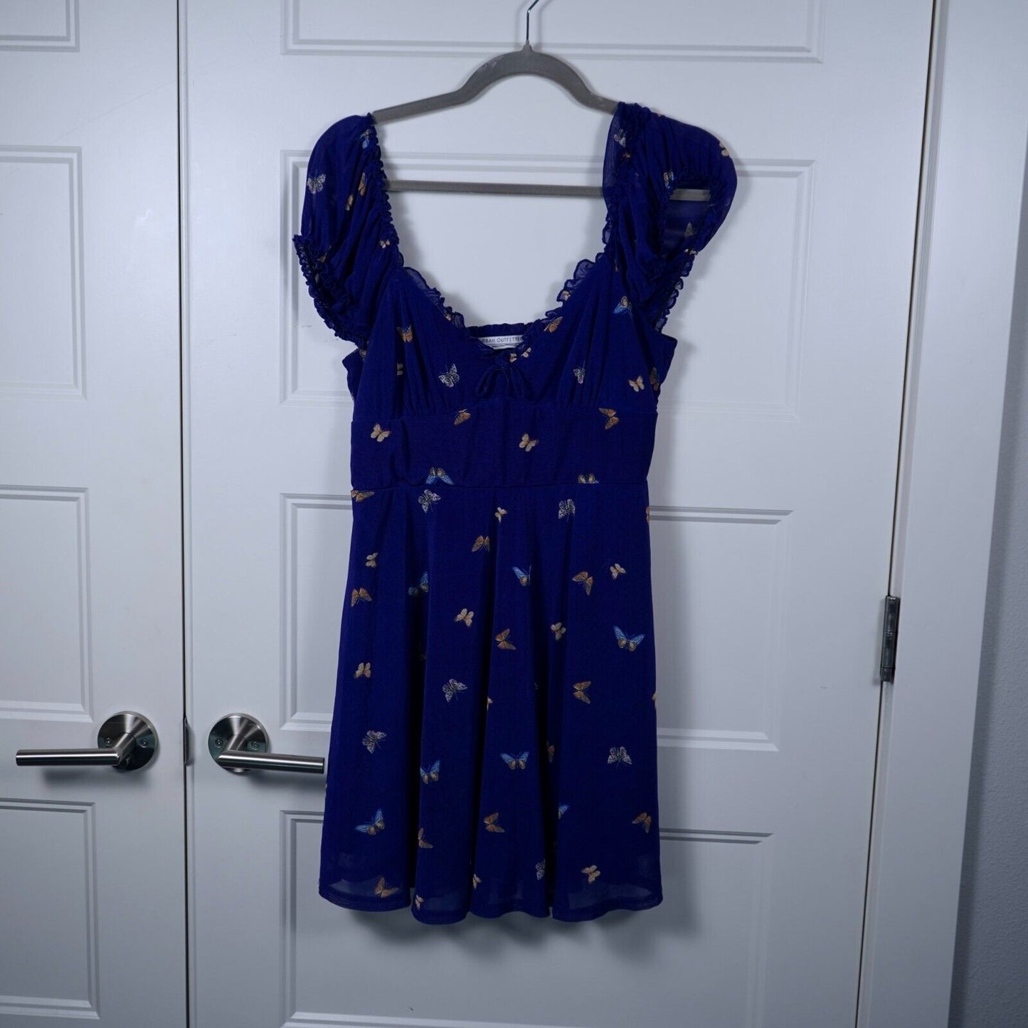 Urban Outfitters Dress Womens Large Blue Audrey Mesh Butterfly