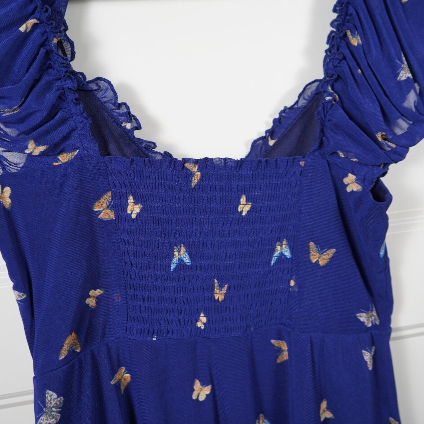 Urban Outfitters Dress Womens Large Blue Audrey Mesh Butterfly