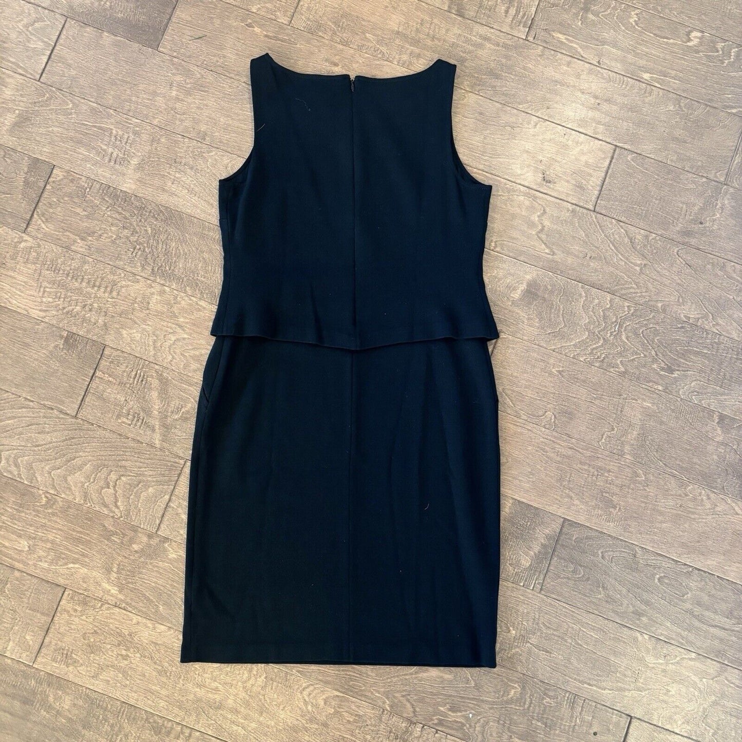 St John Boutiques Black Wool and Rayon Sleeveless Layered Dress Size 12 Lined