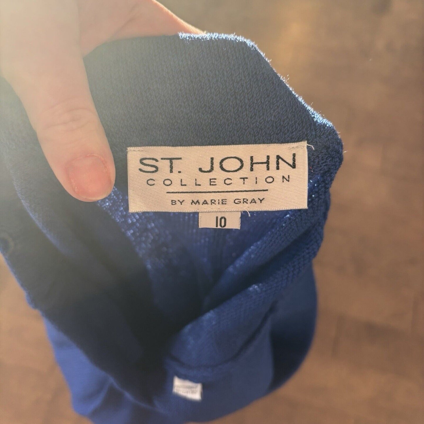 St. John Royal Blue Santana Knit Pull On Stretch Pants Wool Rayon Wide Leg 10