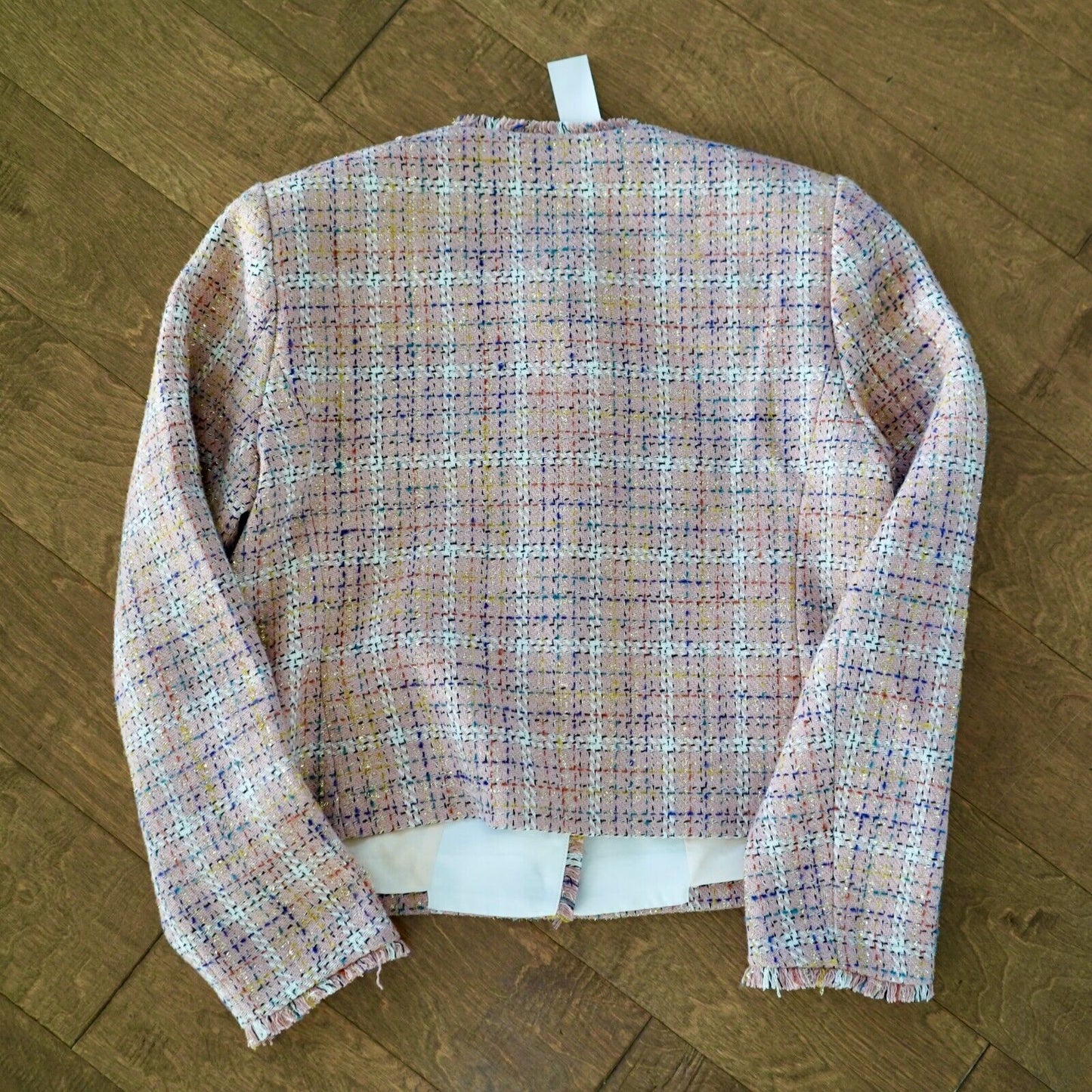 ANN TAYLOR LOFT Sparkle Textured Tweed Jacket Pink Medium NWT