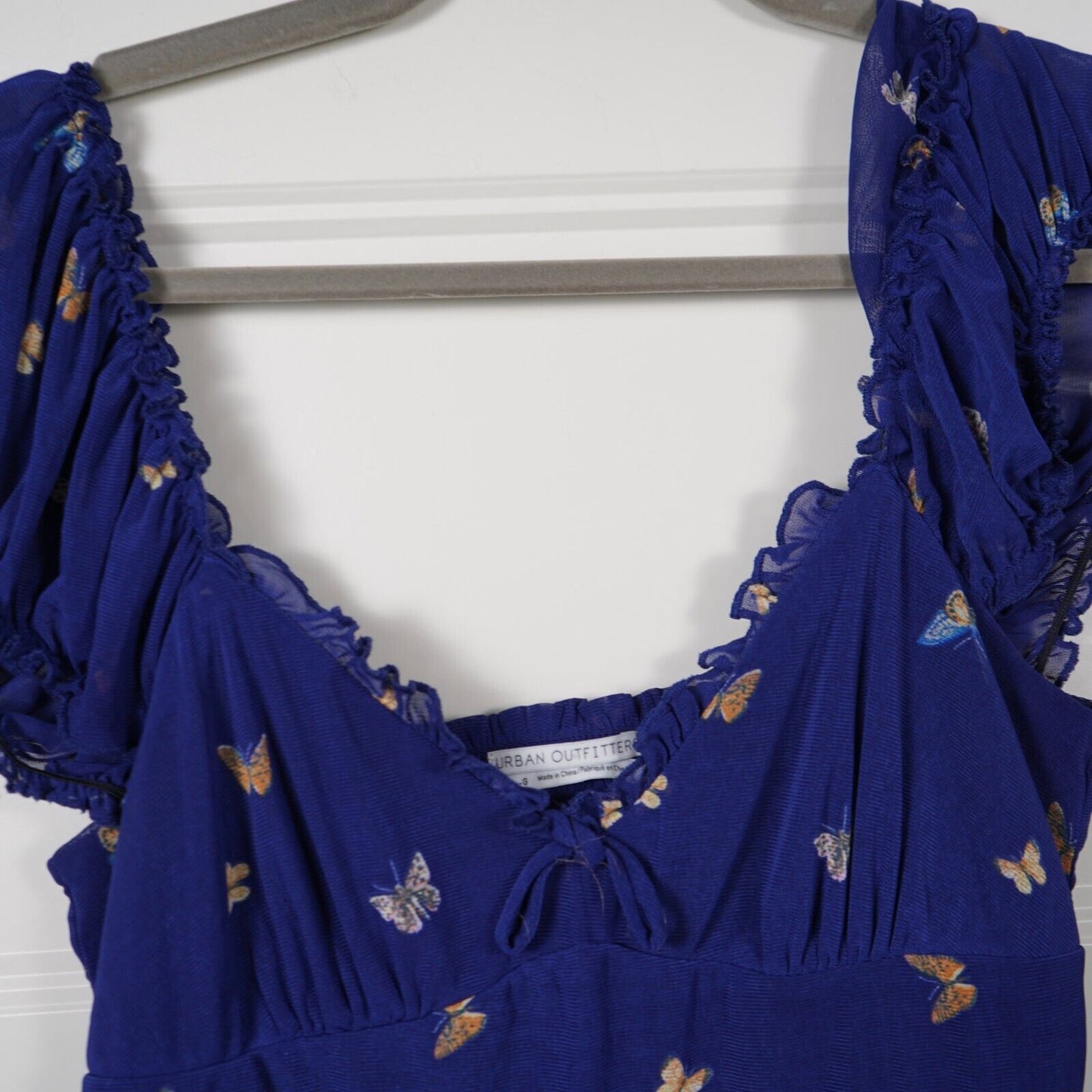 Urban Outfitters Dress Womens Large Blue Audrey Mesh Butterfly