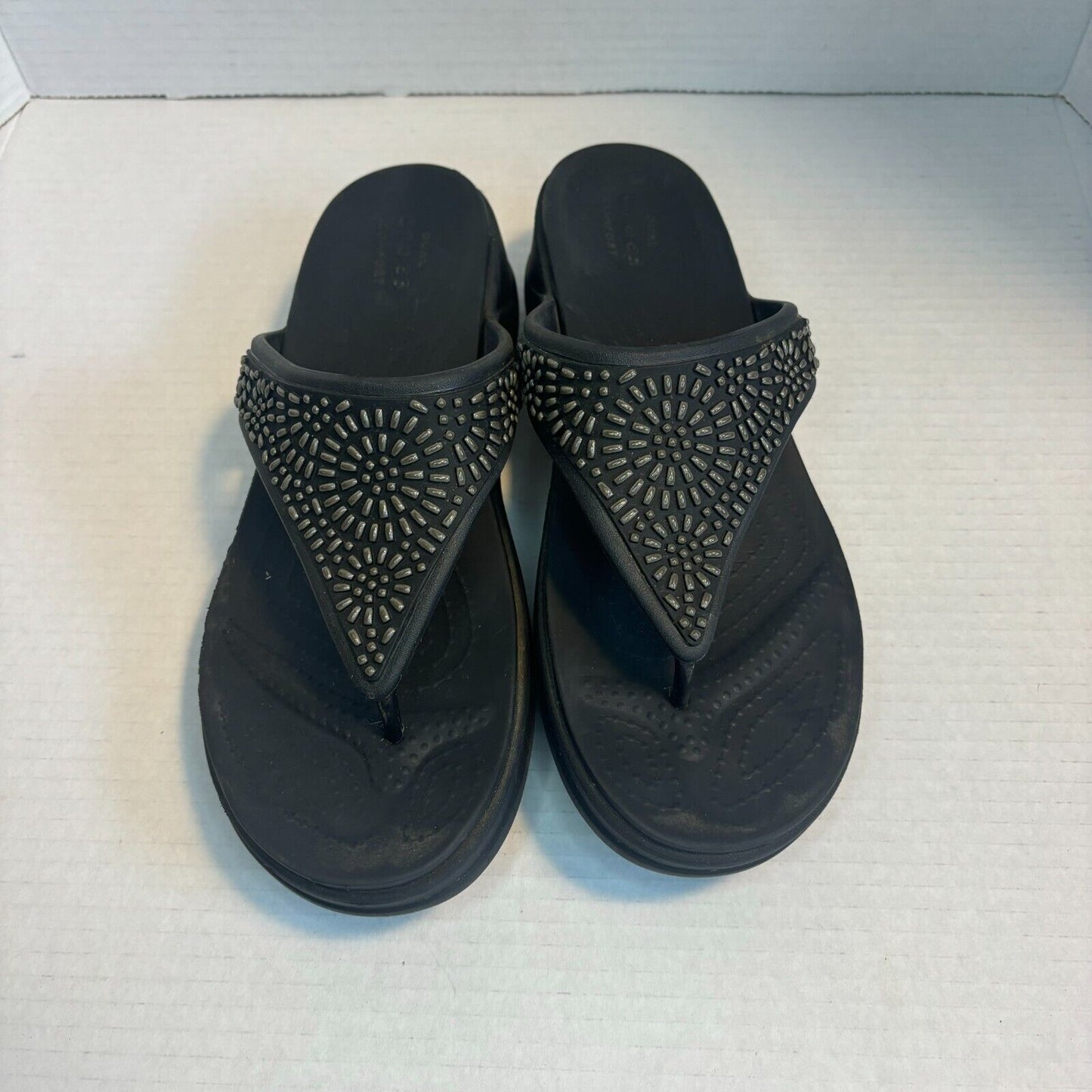 Crocs Sloane Diamante Sandals Women's 10 Black Rhinestone Bling Thong Flip Flop