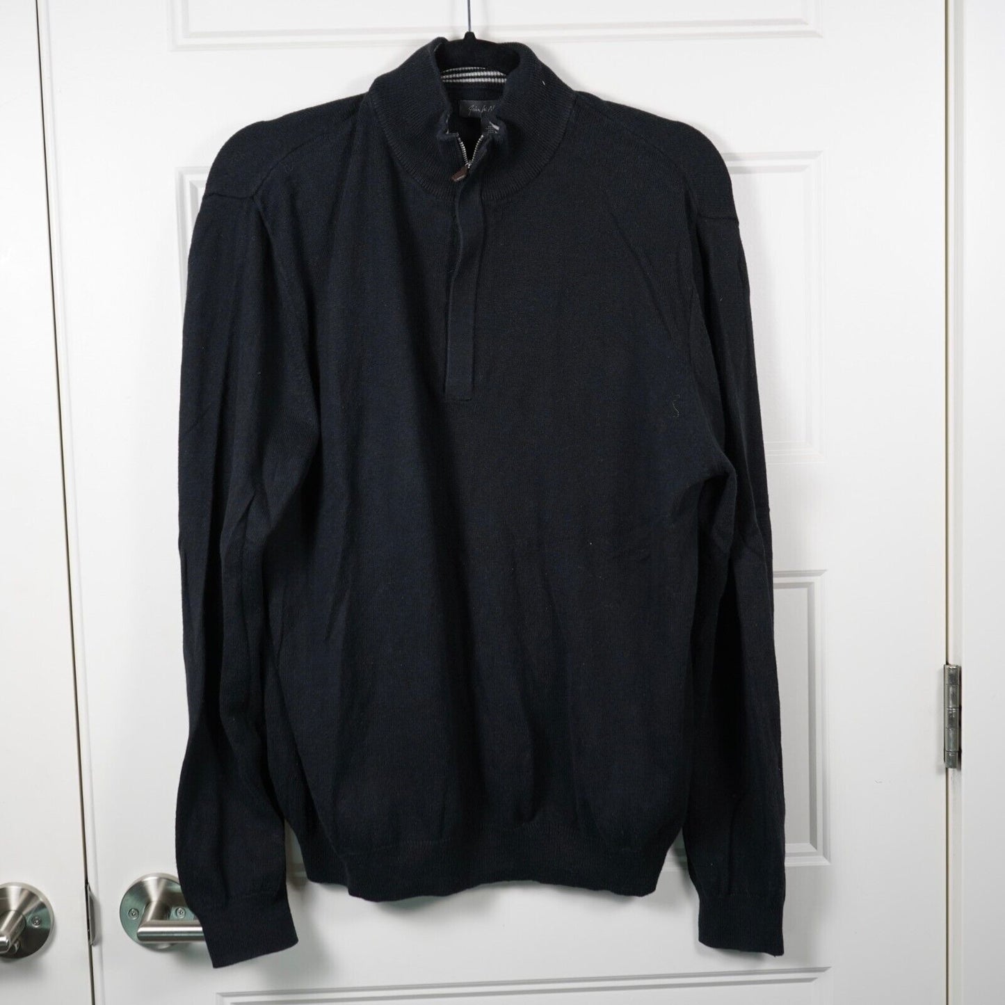 Nordstrom Men’s 1/4 Zip Pullover Sweater Size M Black Cotton Cashmere Academia