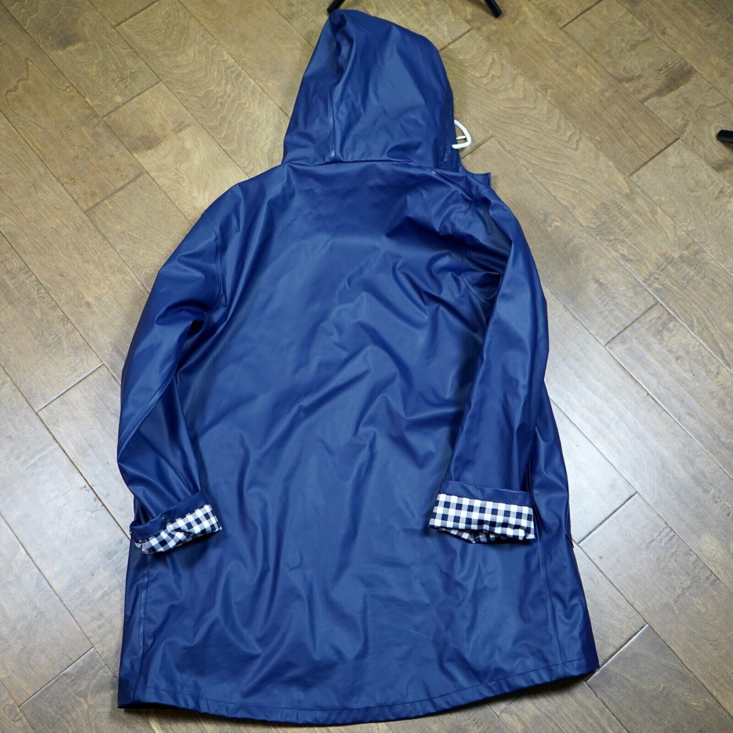 DRAPER JAMES Rain Jacket Nassau Navy Blue Gingham Check White Medium