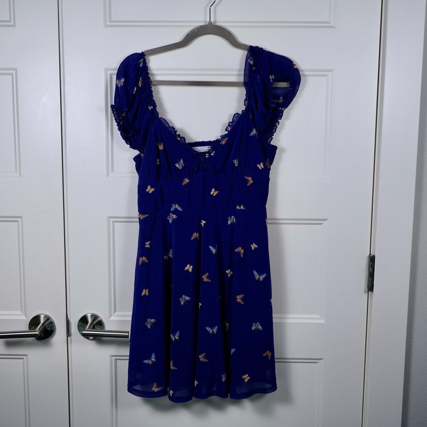 Urban Outfitters Dress Womens Large Blue Audrey Mesh Butterfly