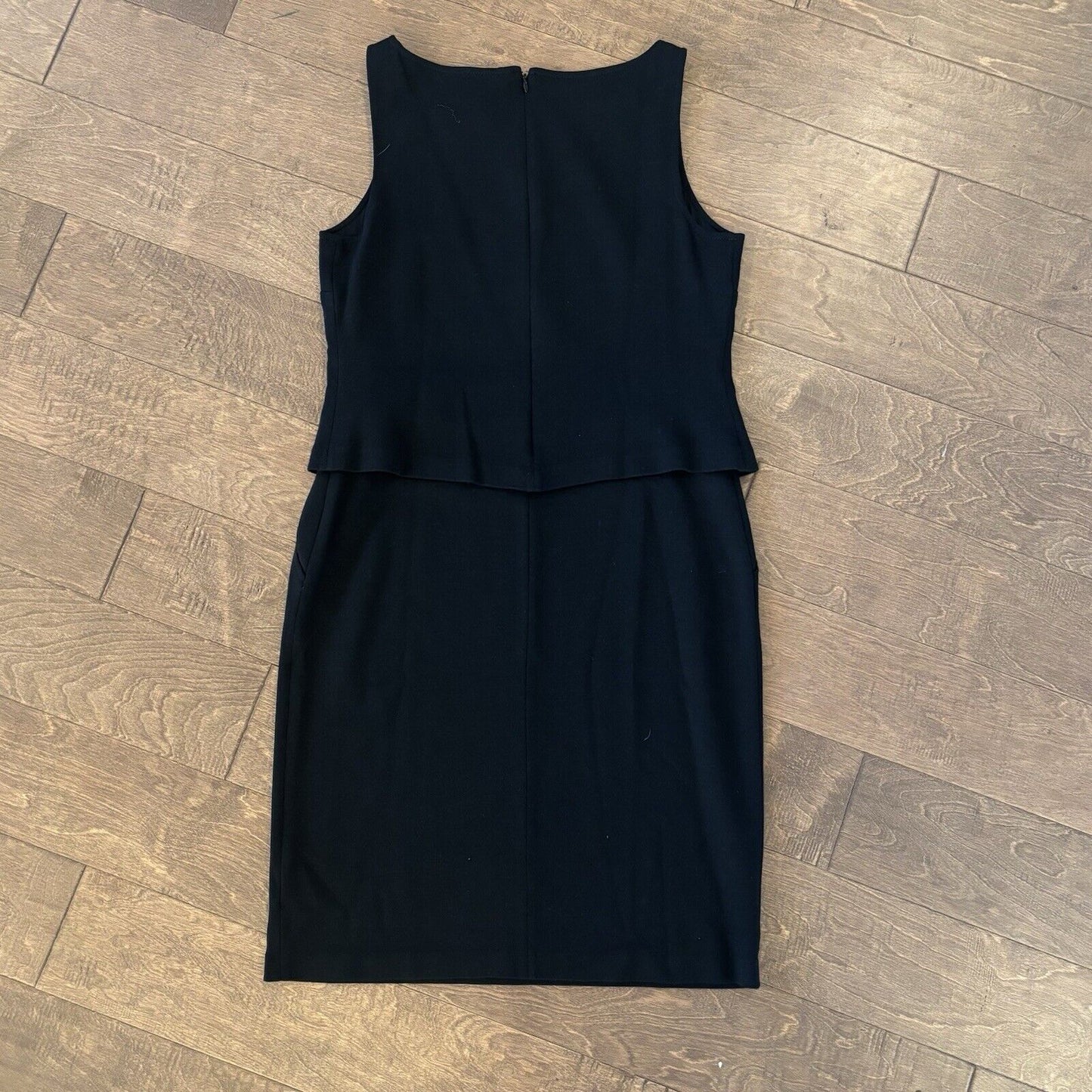 St John Boutiques Black Wool and Rayon Sleeveless Layered Dress Size 12 Lined
