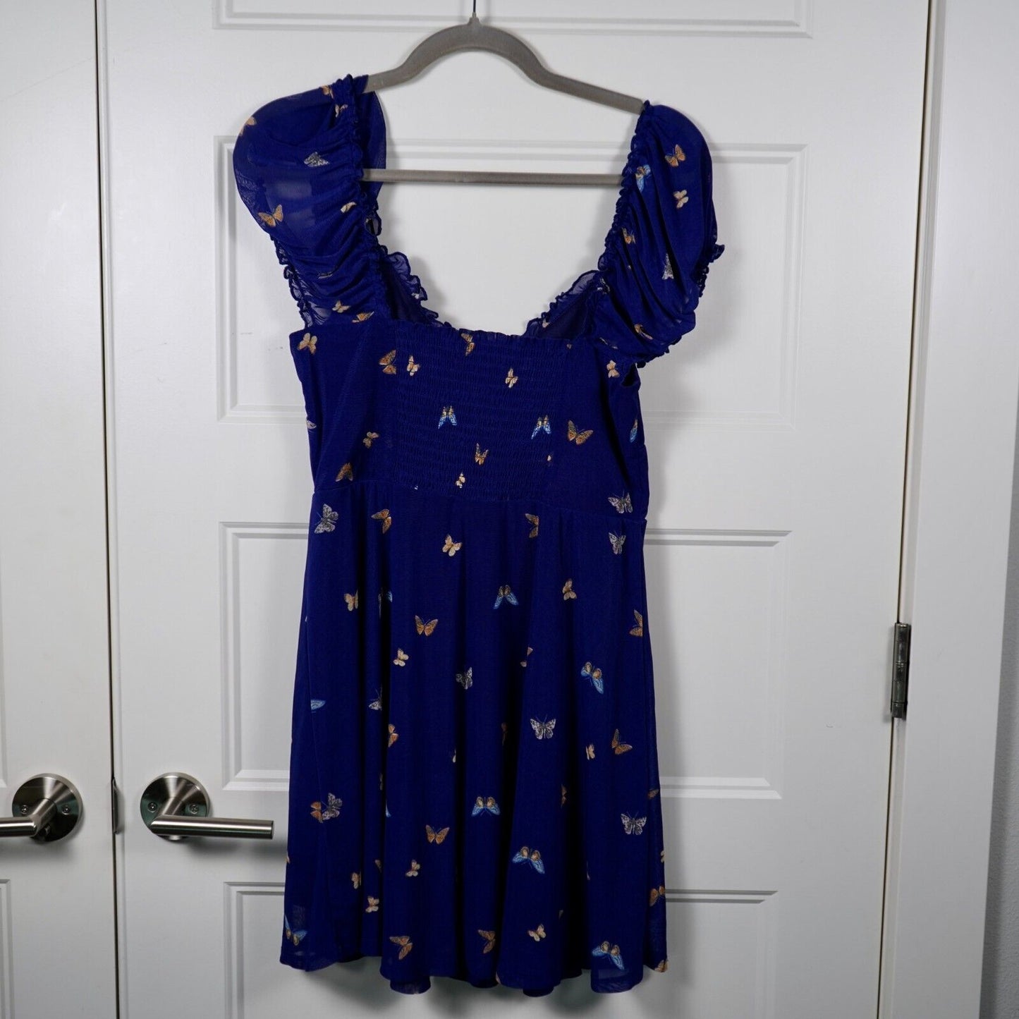 Urban Outfitters Dress Womens Large Blue Audrey Mesh Butterfly