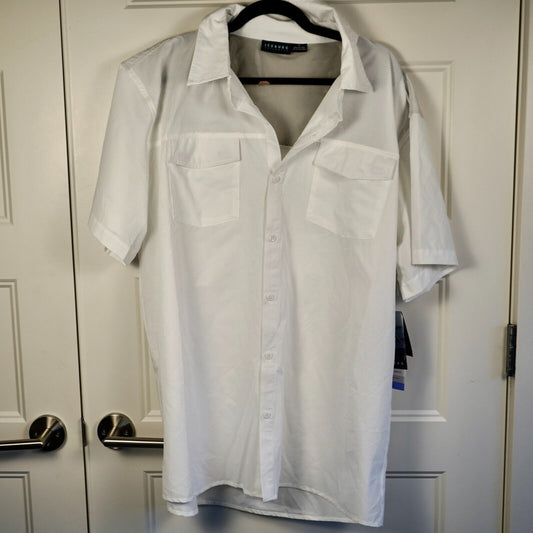 NWT Iceburg Outerwear Men's Button Down Short Sleeve Active Shirt White Size XL