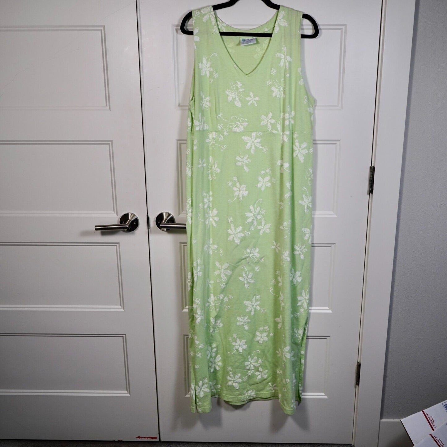 VTG 90's Fresh Produce Womens Size XL V-Neck Tank Dress Midi Green