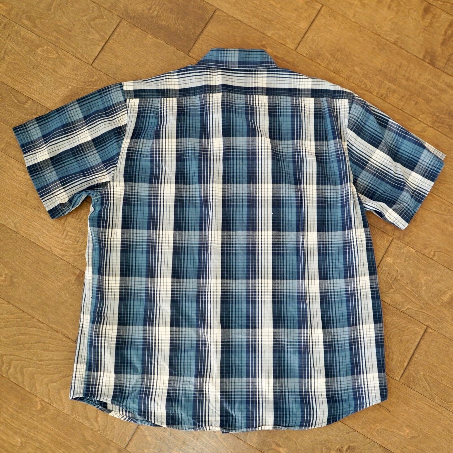 FILSON L WASHED SHORT SLEEVE FEATHER CLOTH SHIRT SERVICE BLUE/WHITE PLAID CHECK