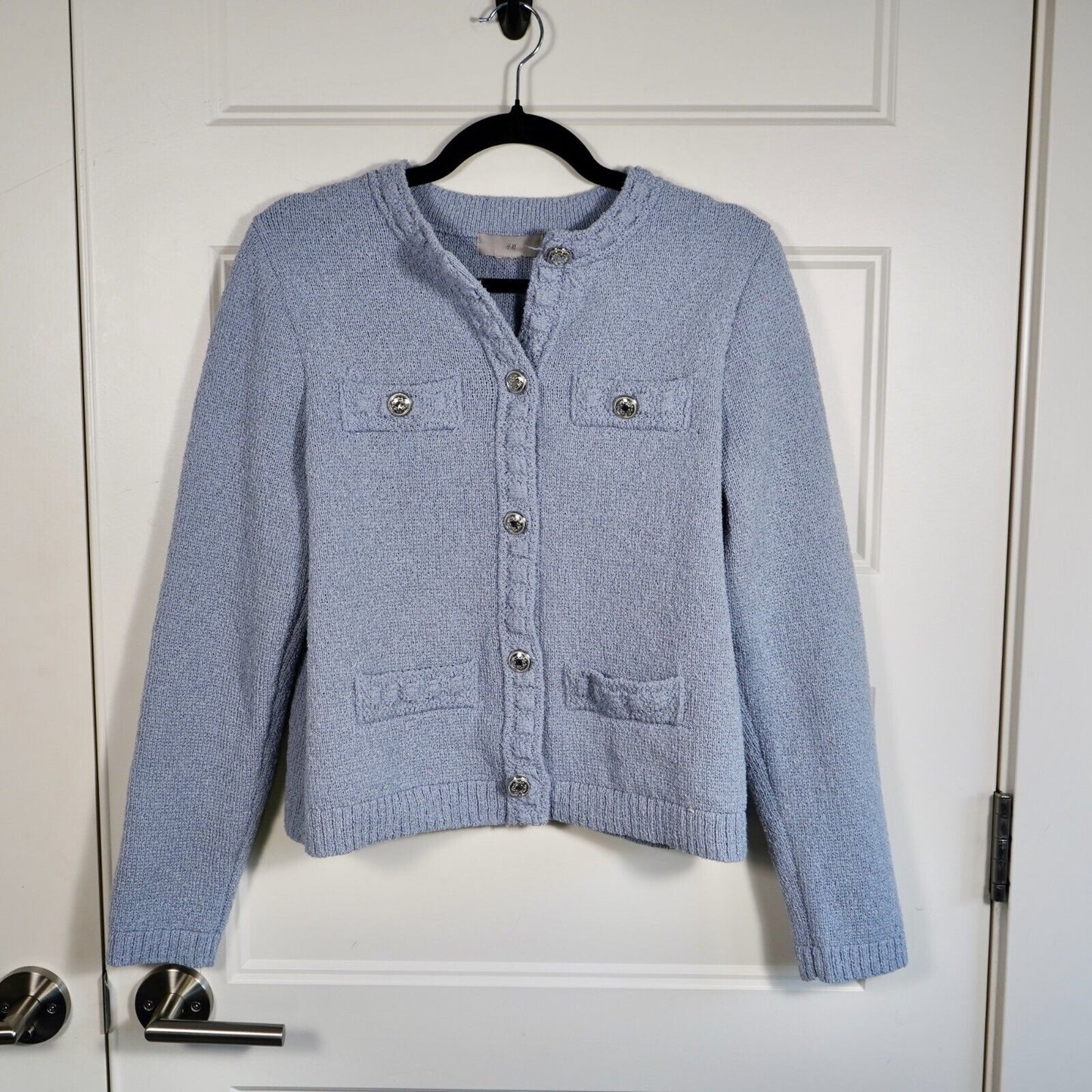 H&M Cardigan Powder Blue Knit Sweater Size Small