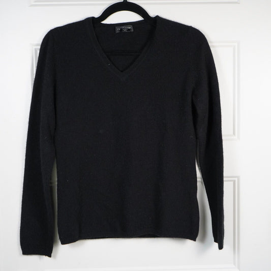 Lord & Taylor Womens Cashmere V Neck Long Sleeves Sweater Black Size Medium