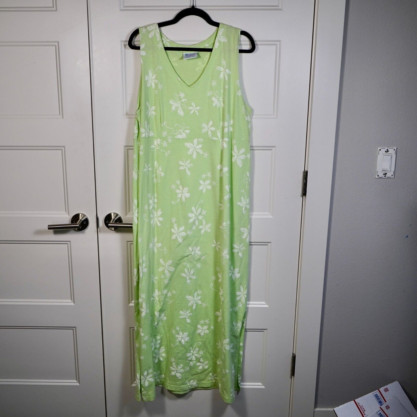 VTG 90's Fresh Produce Womens Size XL V-Neck Tank Dress Midi Green