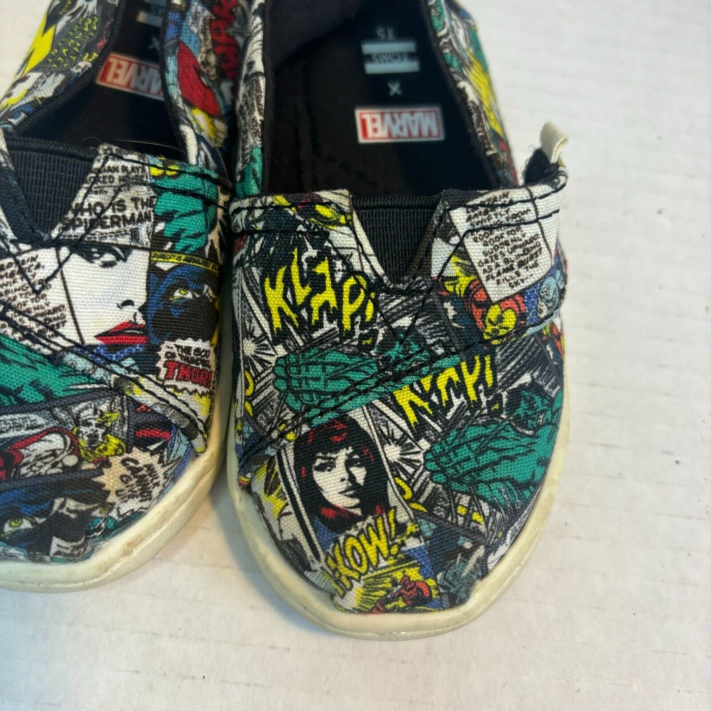 Tom’s Toddler Sz 5 Alpargata Espadrille Marvel Comic Pop Print Avengers Shoes