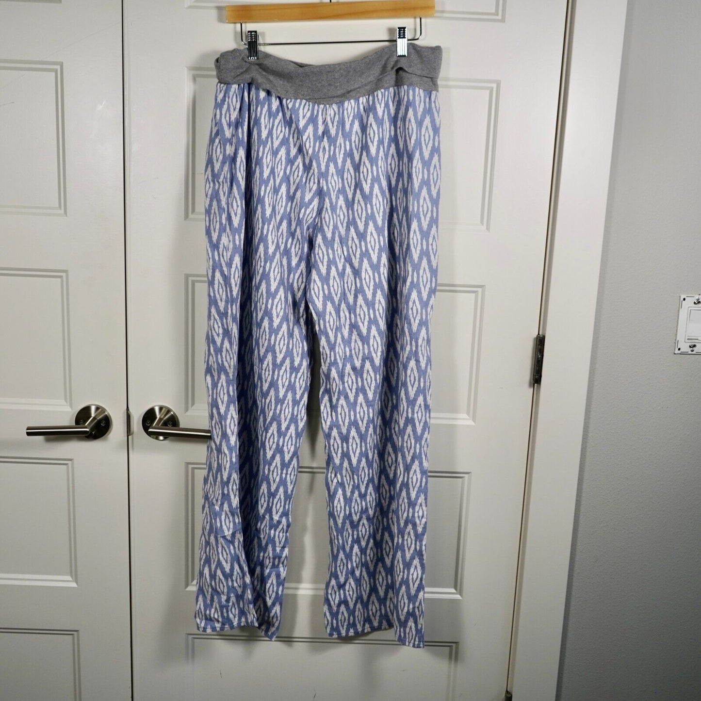 Sundance Womens Blue White Linen Wide Leg Pants XL Lagenlook