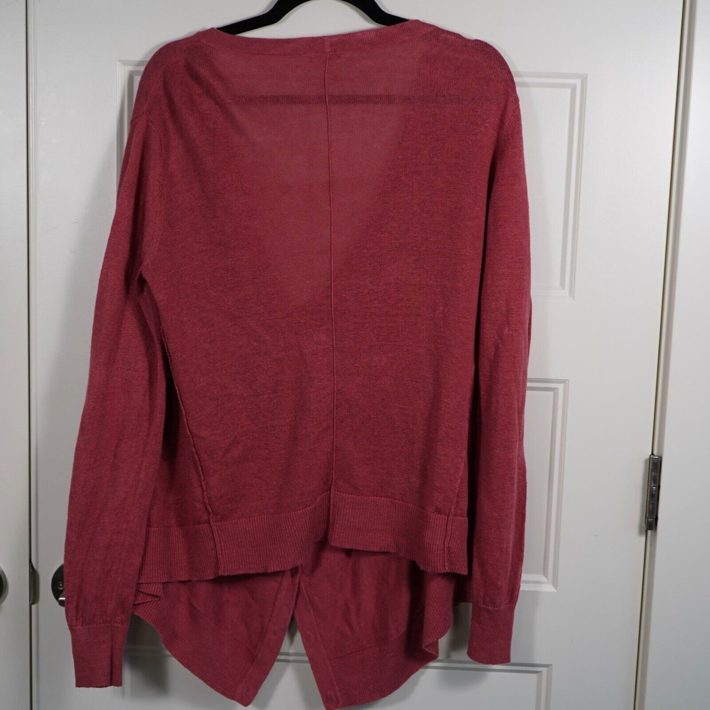 Garnet Hill Easy Linen Oversized Cardigan M Mauve Button Front Drapey Lagenlook