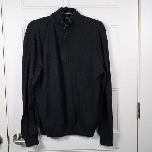 Nordstrom Men’s 1/4 Zip Pullover Sweater Size M Black Cotton Cashmere Academia