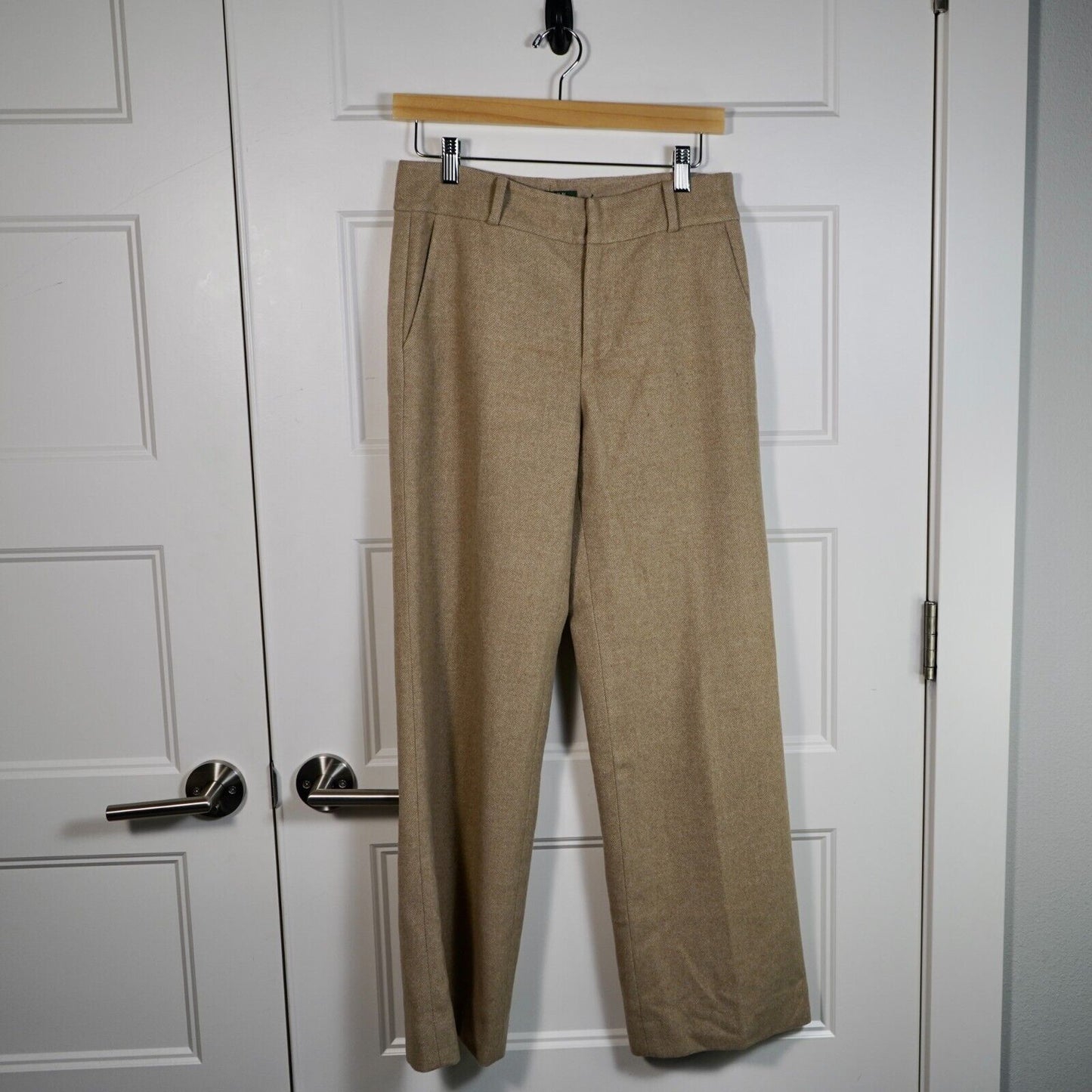 Lauren Ralph Lauren Wool Blend Straight Leg Trouser Pants Camel Tan Size 4