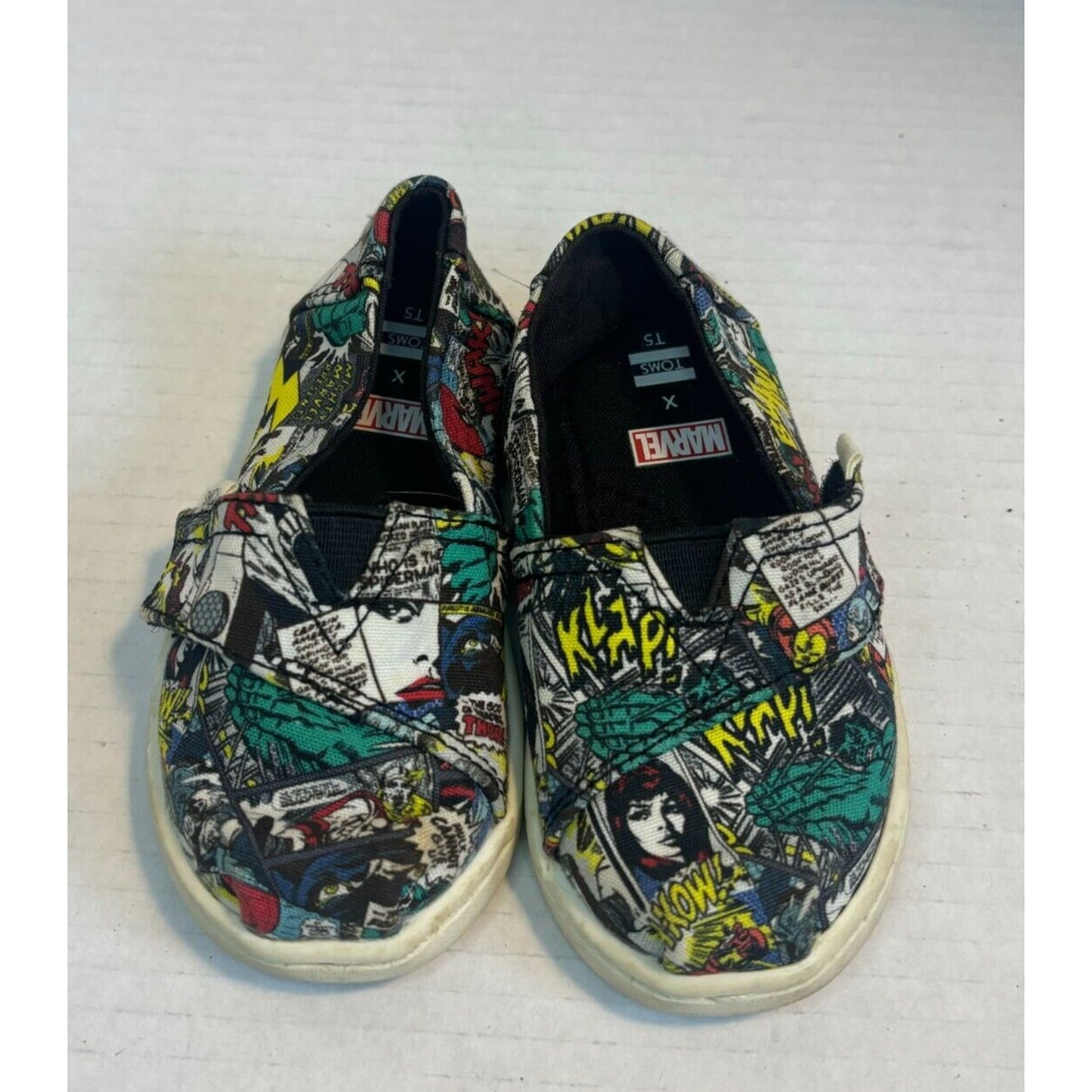 Tom’s Toddler Sz 5 Alpargata Espadrille Marvel Comic Pop Print Avengers Shoes