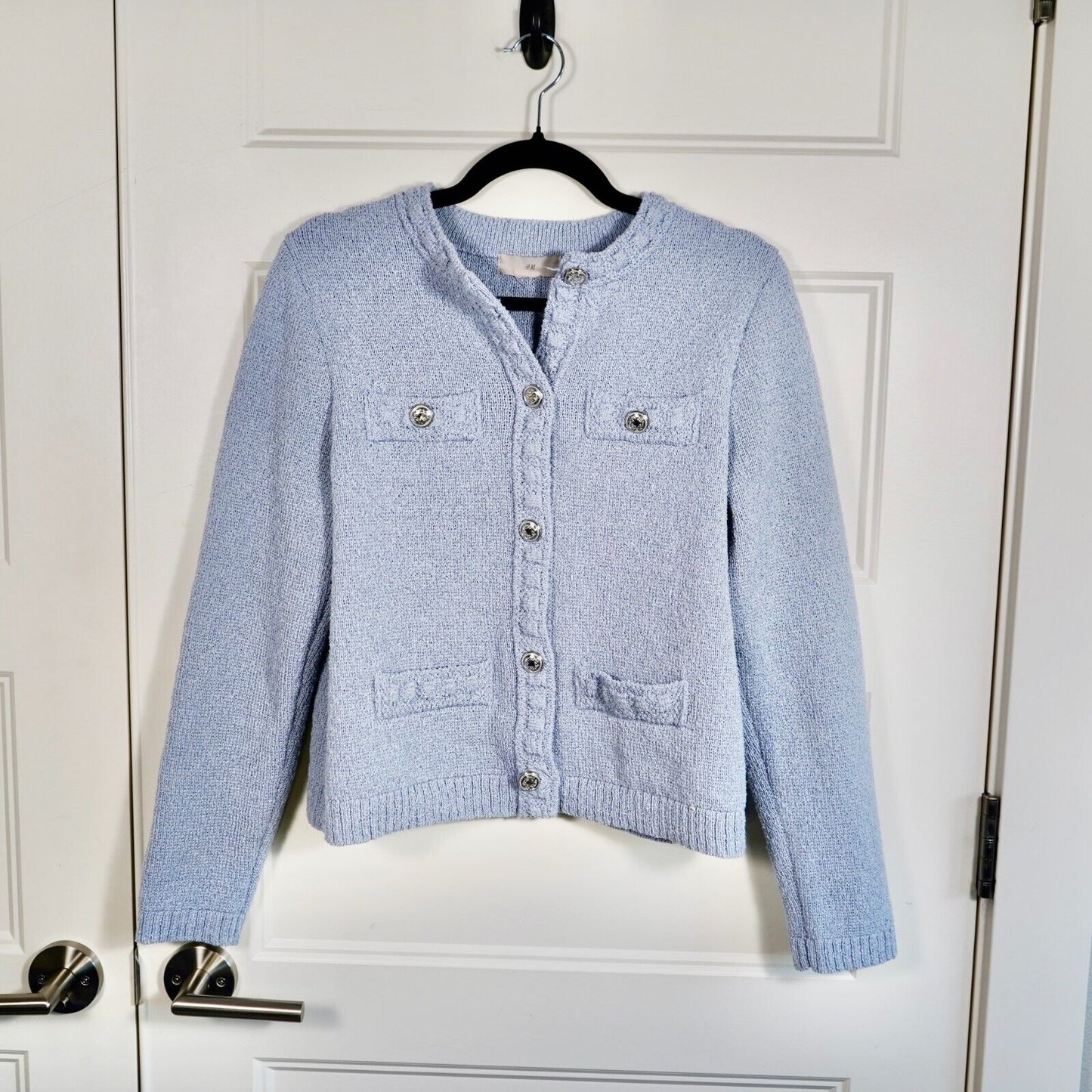 H&M Cardigan Powder Blue Knit Sweater Size Small