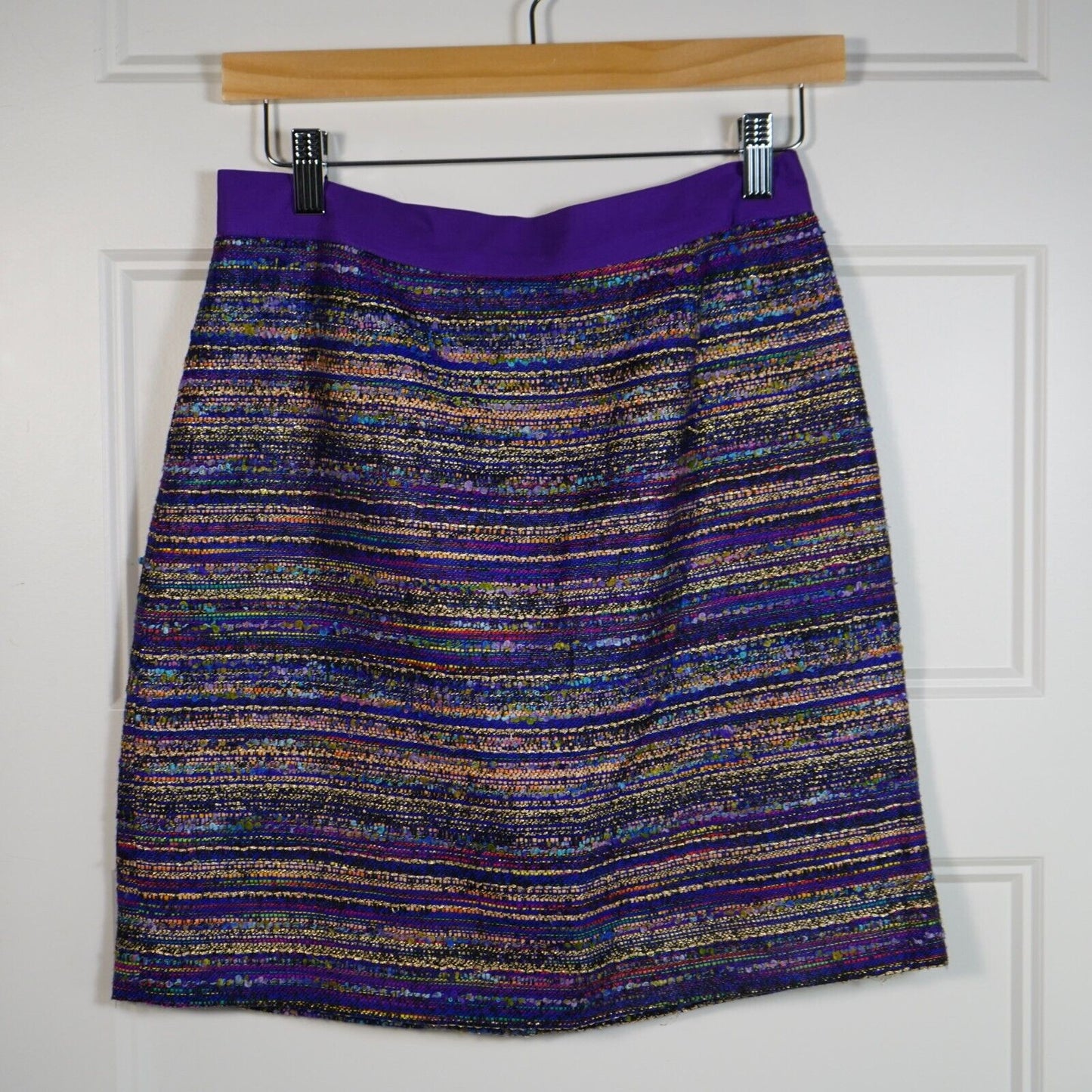 Kate Spade Womens Kylie Jewelbox Purple Colorful Striped Tweed Mini Skirt Size 4