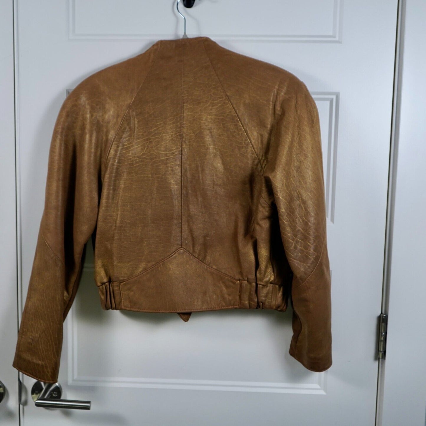 Firenze Santa Barbara Women’s Genuine Leather Jacket Size Small Gold Marbling