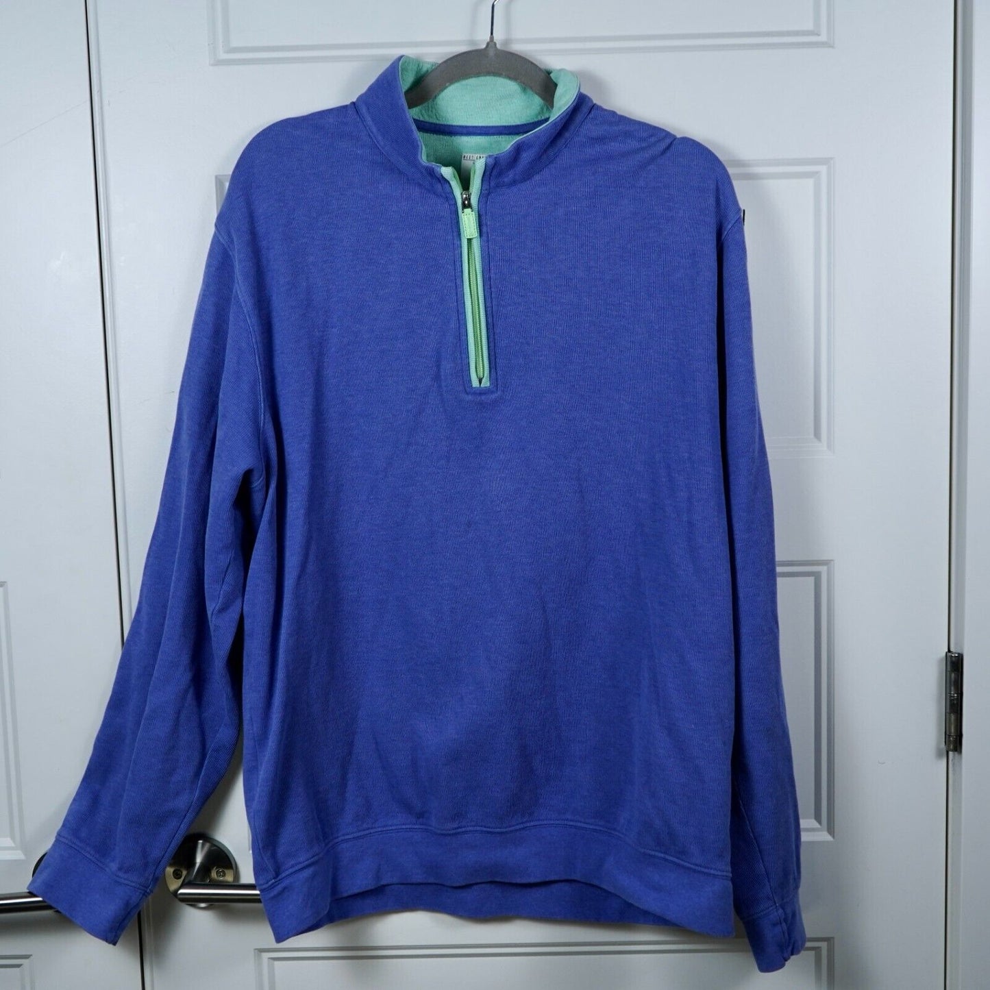 Johnnie-O Mens Blue The Sully Quarter Zip Pullover Extra Large 100% Cotton