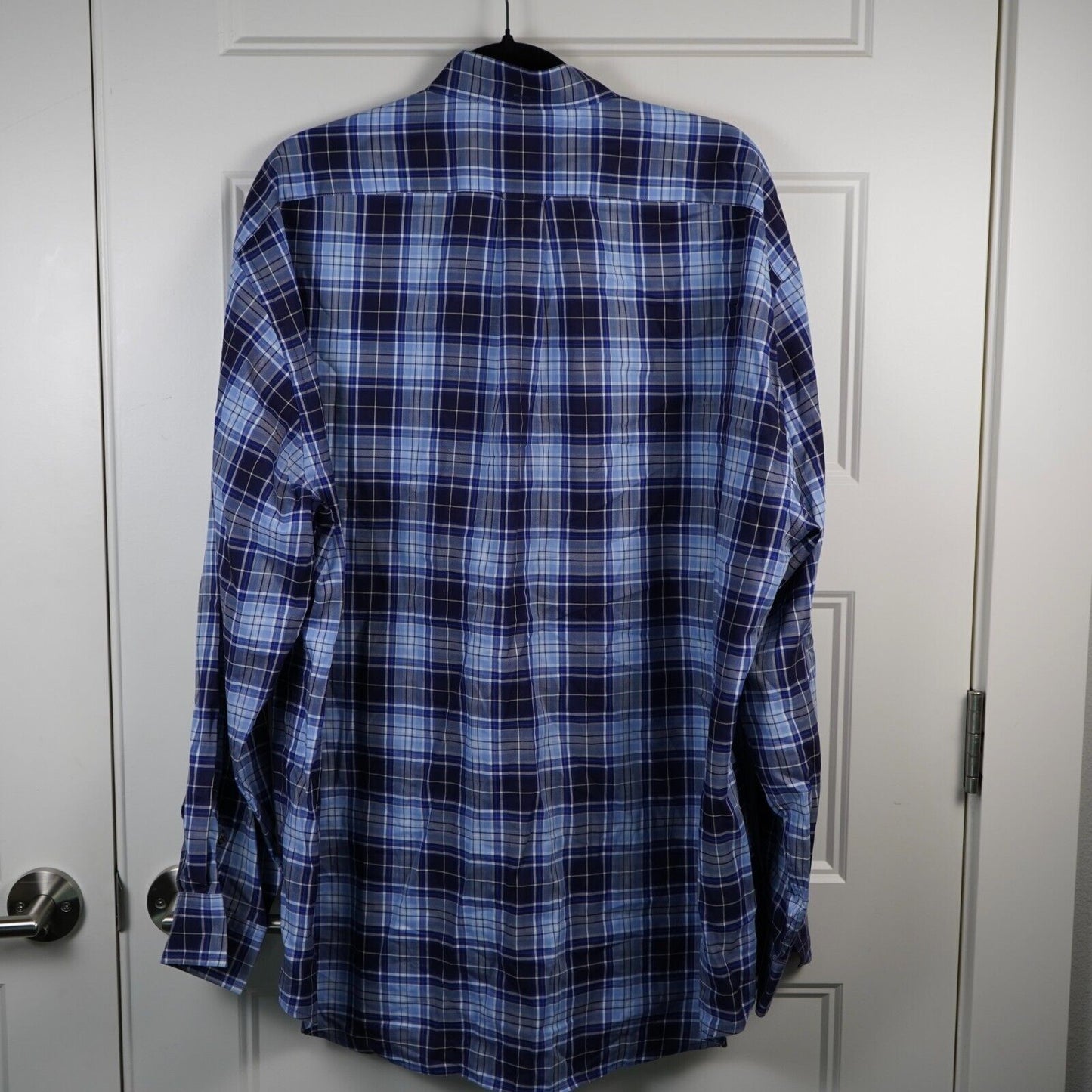 Faconnable Shirt Men’s Long Sleeve Button-Down BLUE Plaid Lightweight SZ XL