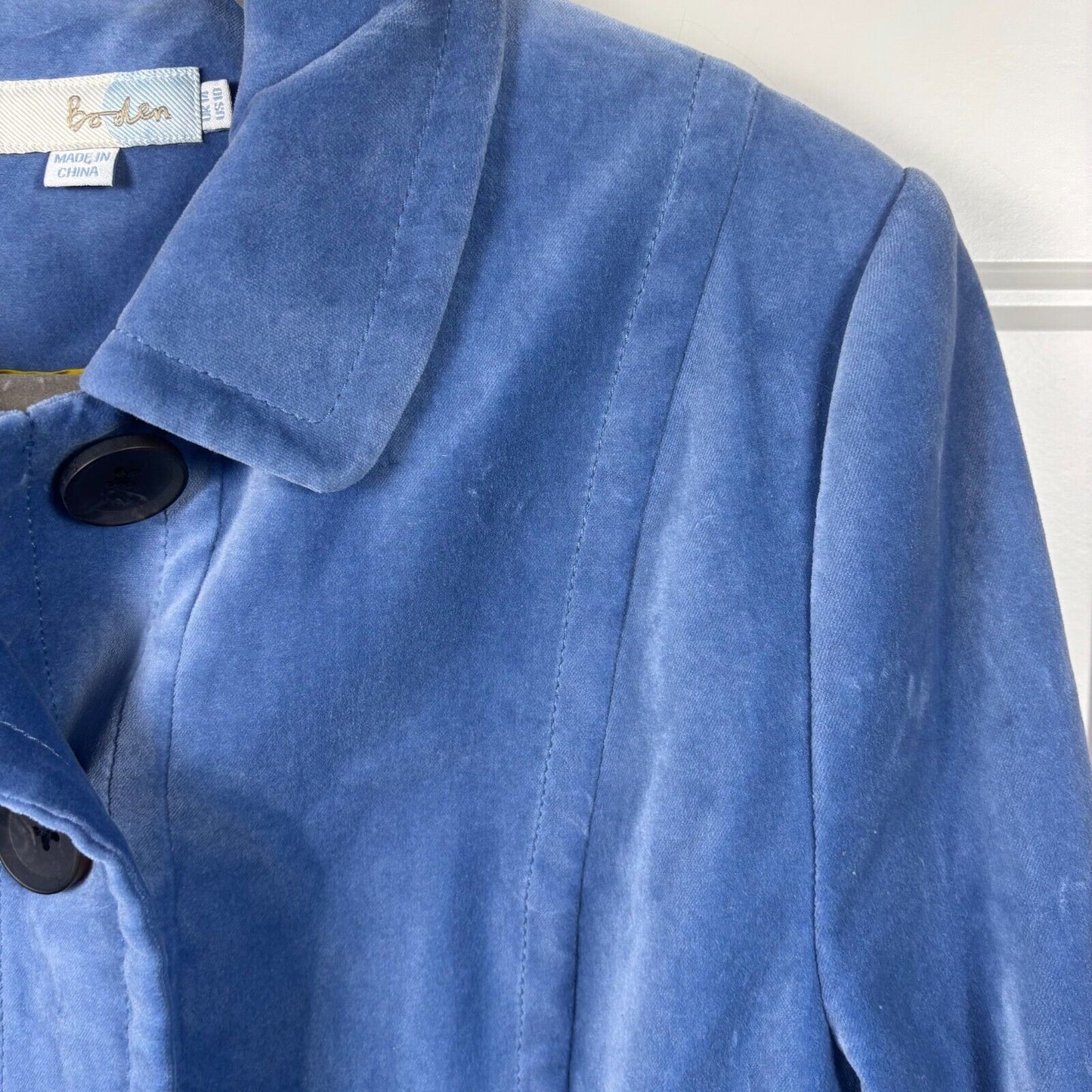 Gorgeous Boden Keswick Velvet Trench Coat Button-Up Women’s Blue US Size 10