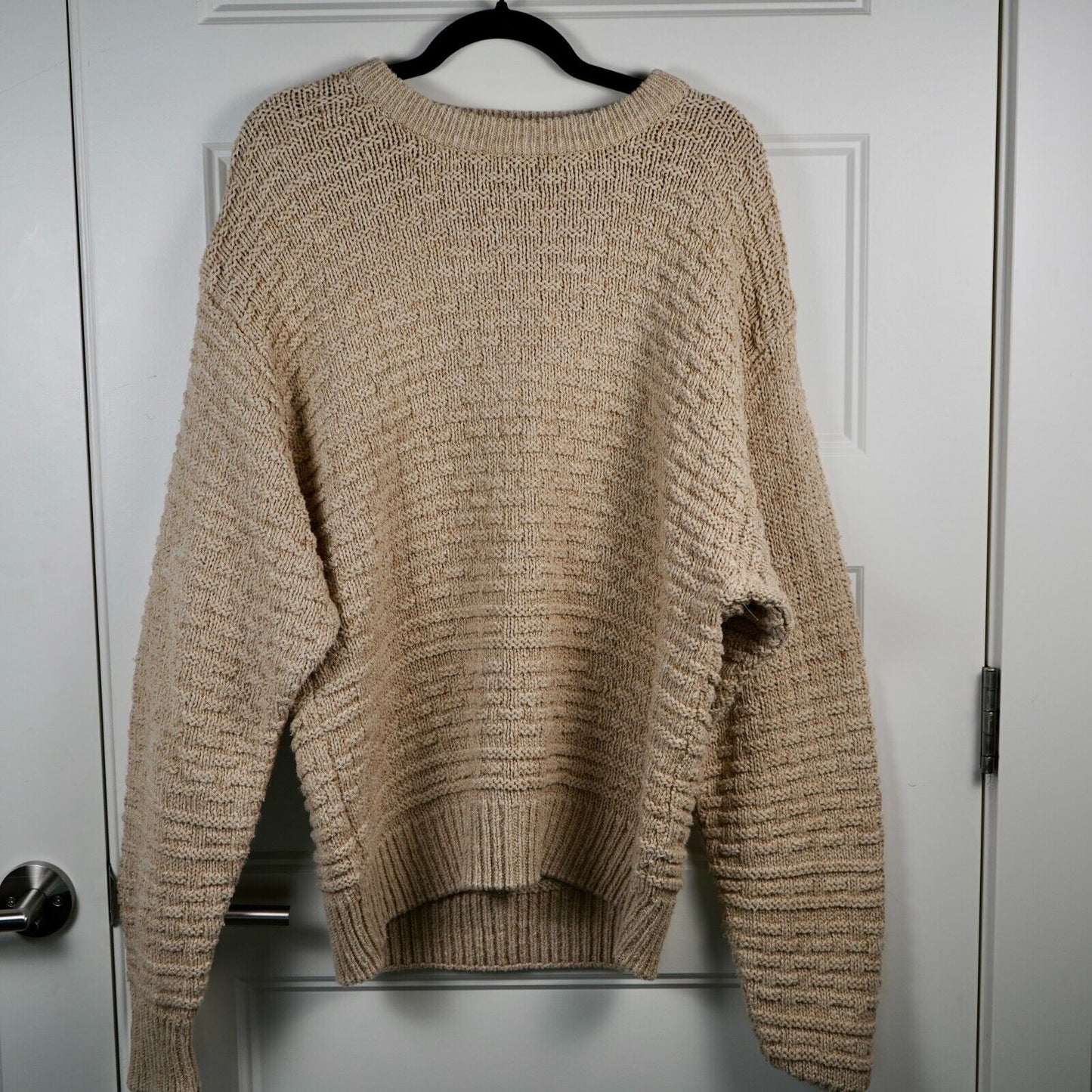 Vintage Banana Republic Made In USA Knit Sweater Crewneck Beige Mens Size L