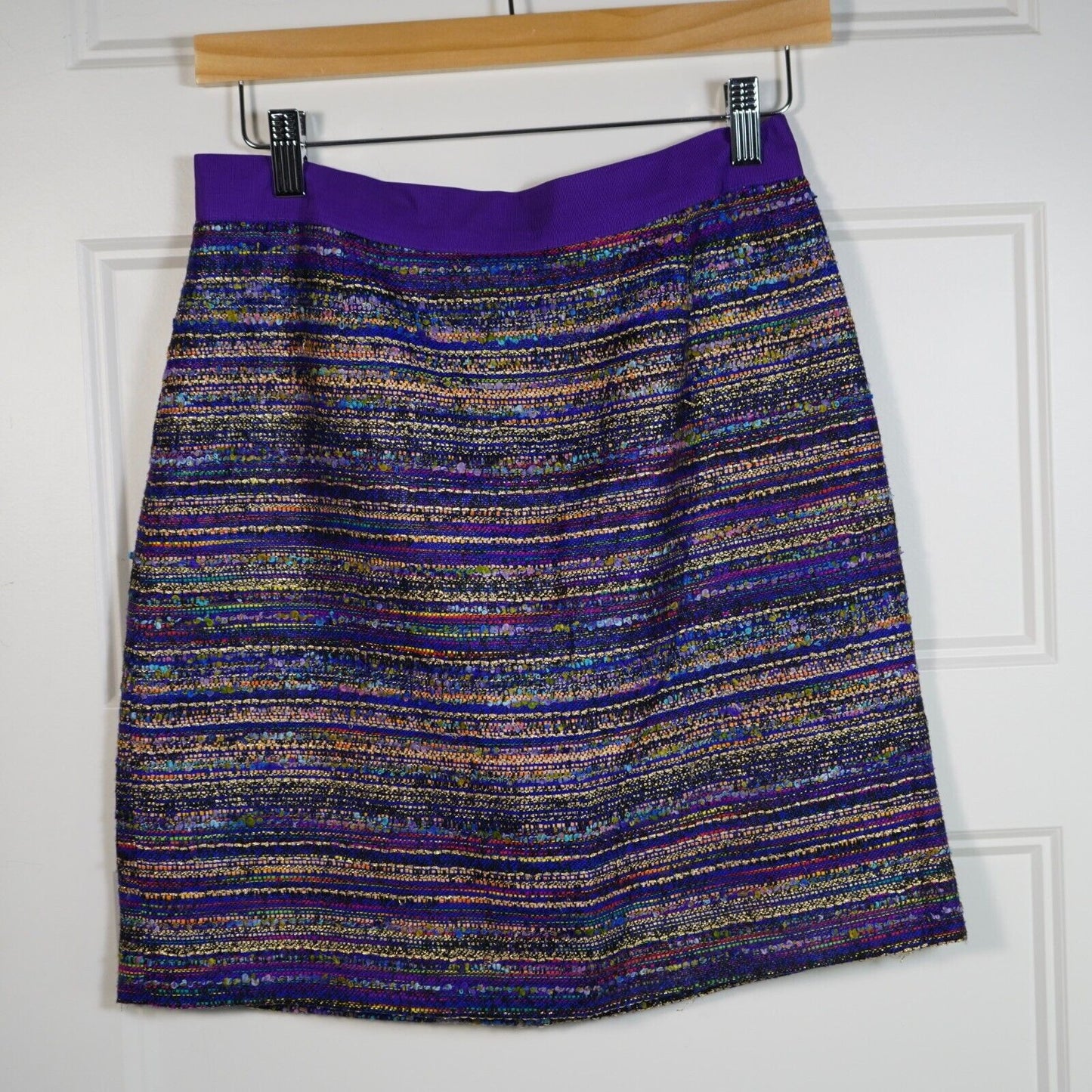 Kate Spade Womens Kylie Jewelbox Purple Colorful Striped Tweed Mini Skirt Size 4