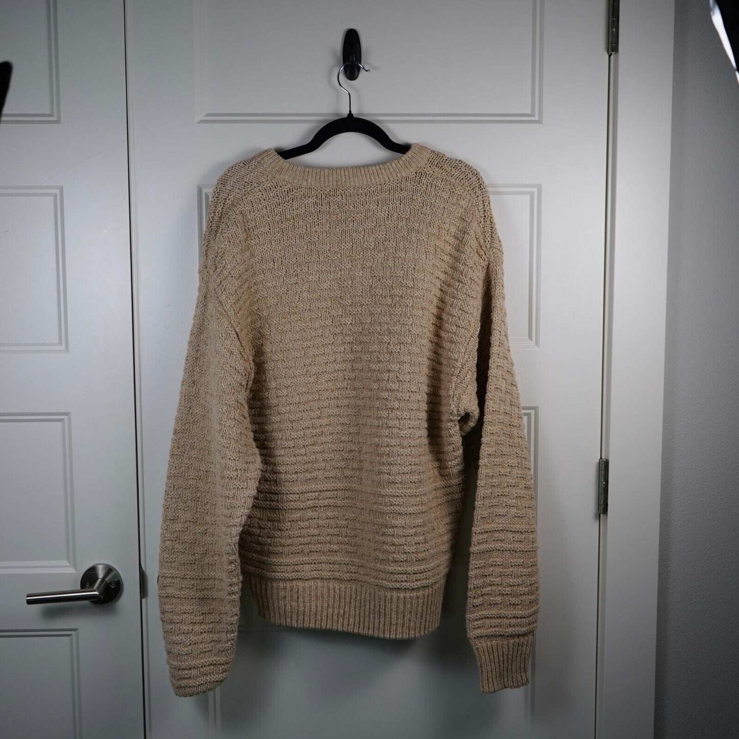 Vintage Banana Republic Made In USA Knit Sweater Crewneck Beige Mens Size L