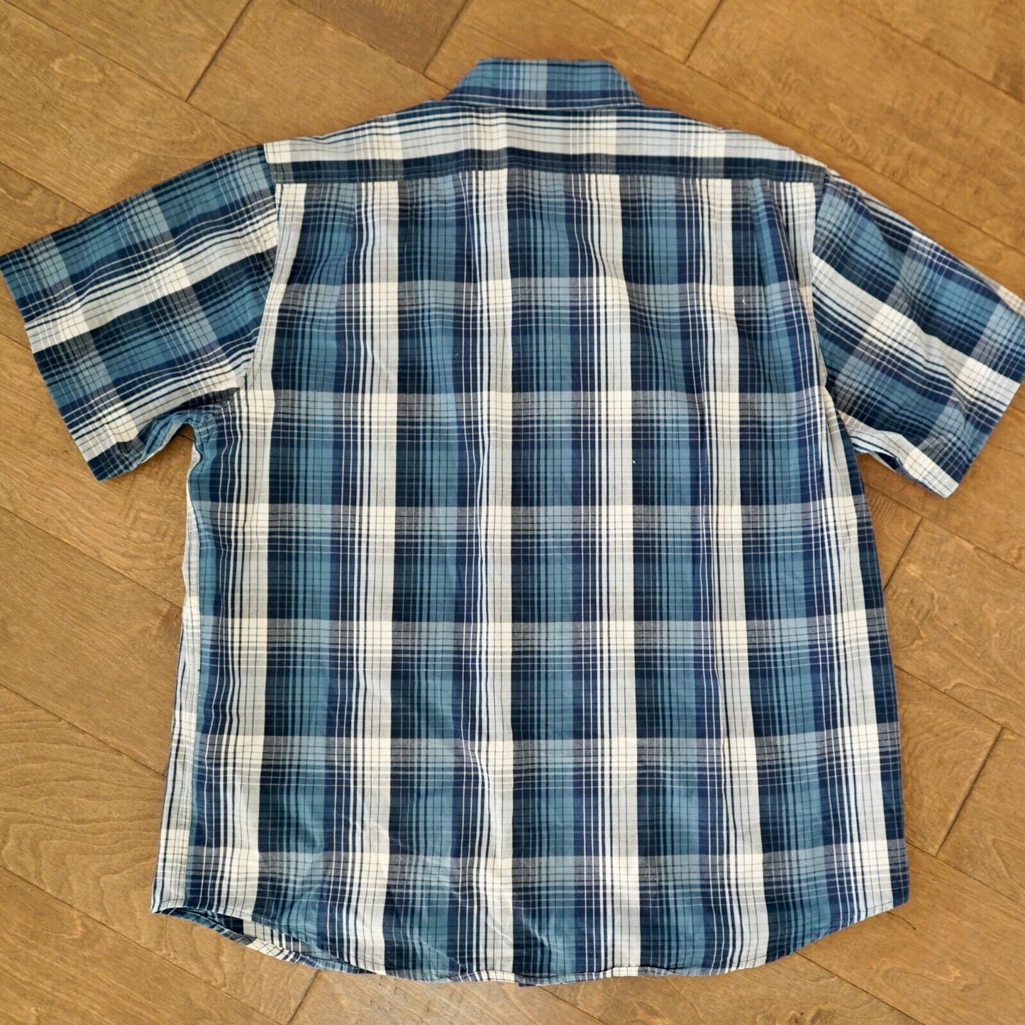 FILSON L WASHED SHORT SLEEVE FEATHER CLOTH SHIRT SERVICE BLUE/WHITE PLAID CHECK