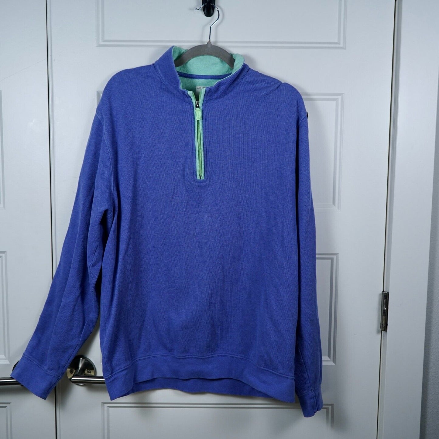 Johnnie-O Mens Blue The Sully Quarter Zip Pullover Extra Large 100% Cotton