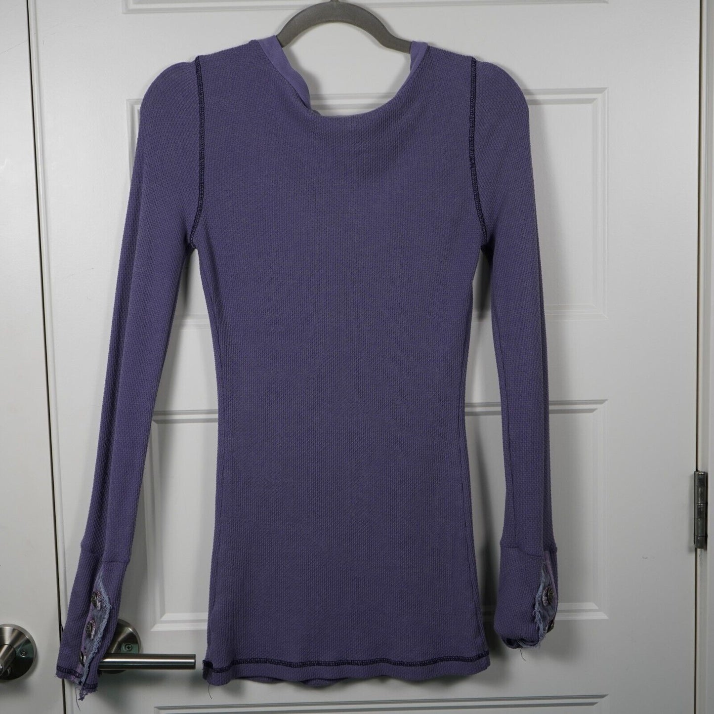 FREE PEOPLE Motor Button Cuff Long Sleeve Thermal Mamba Purple M