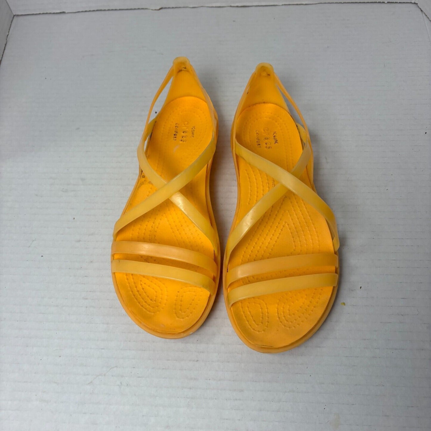 Crocs Sandal Womens 6 Orange Isabella Huarache Jelly Slide Flats Comfort Strappy