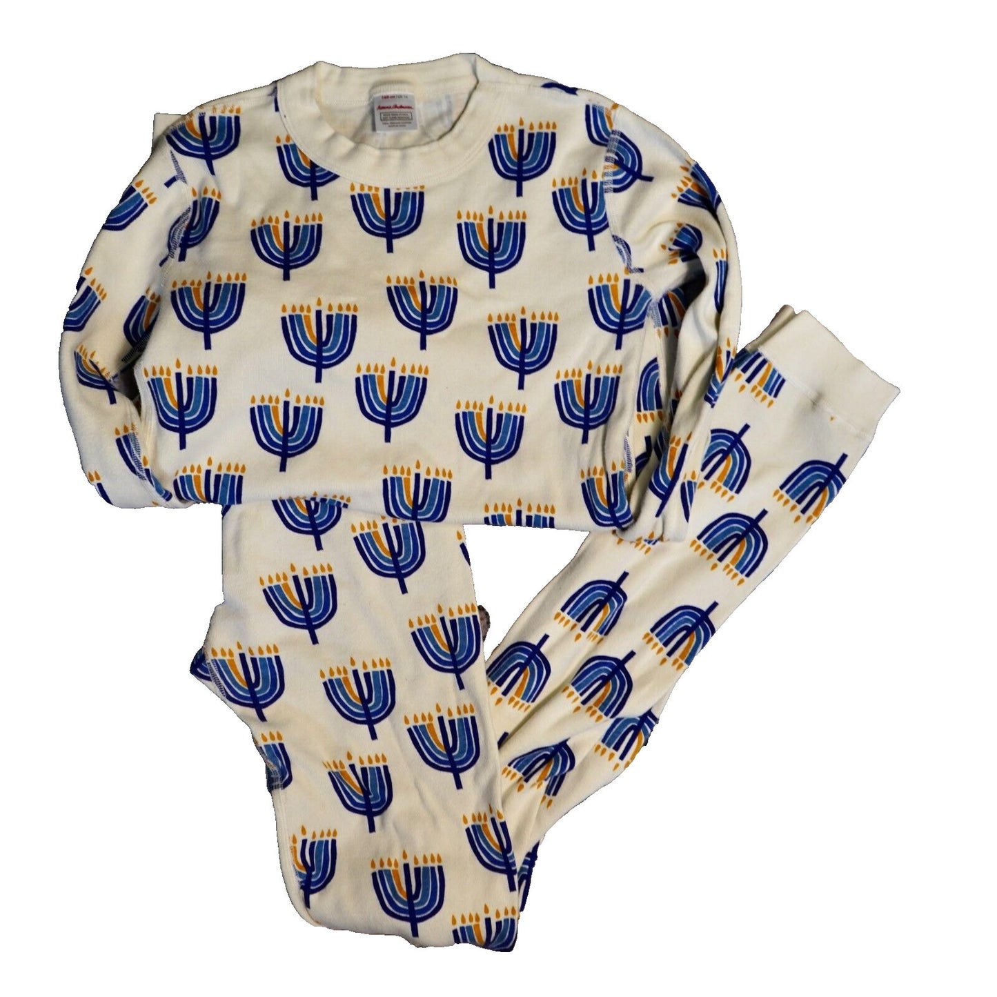 Hanna Andersson Organic Cotton Hanukkah 2 Piece Long John Kid's Pajama Set, 14